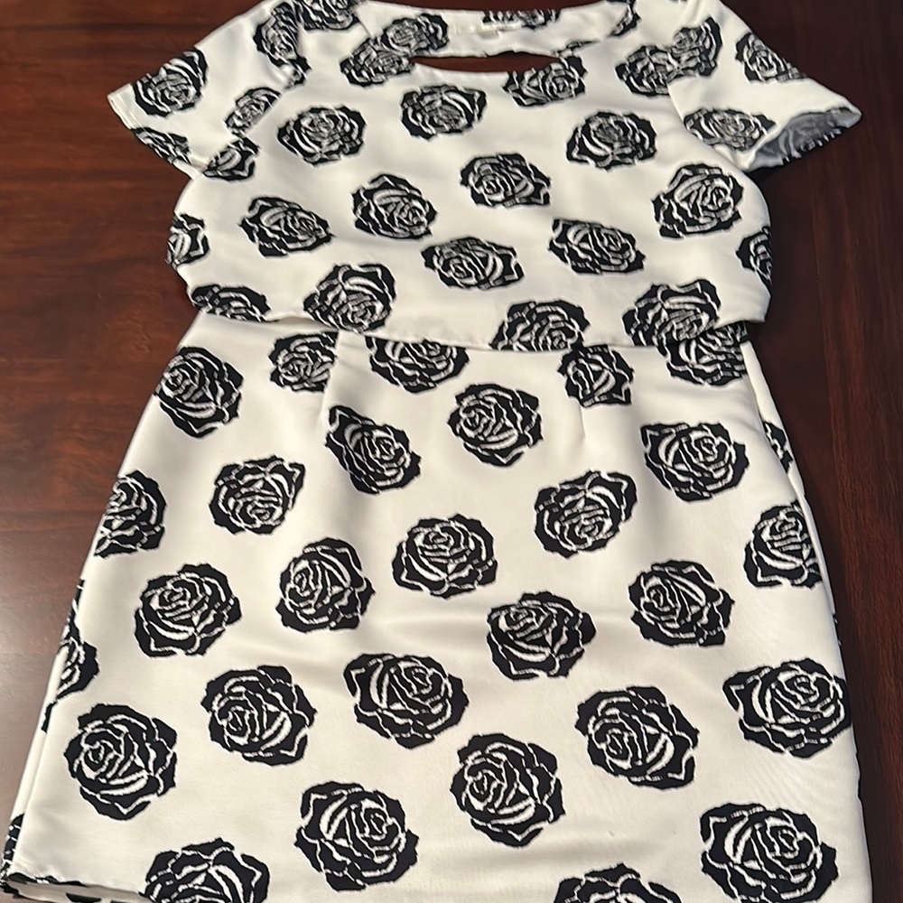 Black and White Rose Pattern Cooper & Ella Dress